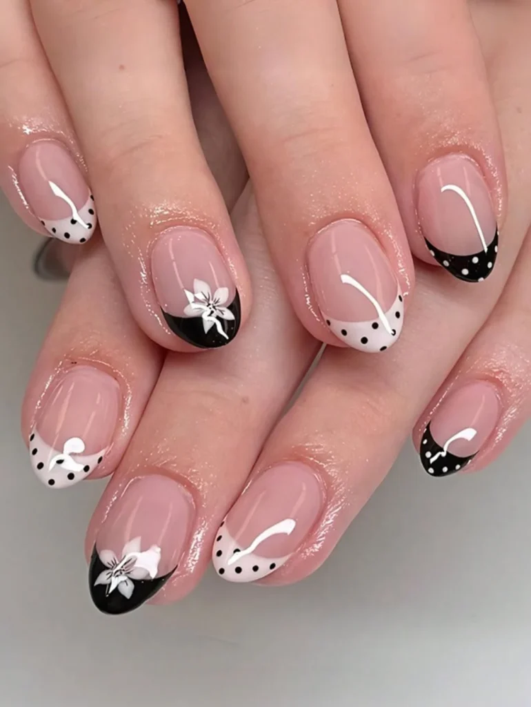 Black and white floral French