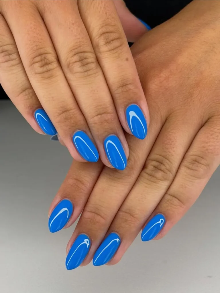 Bright blue swirl nails summer