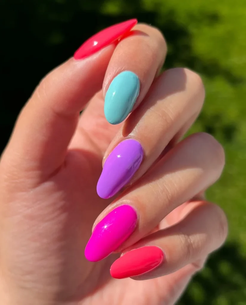 Bright skittle nails summer