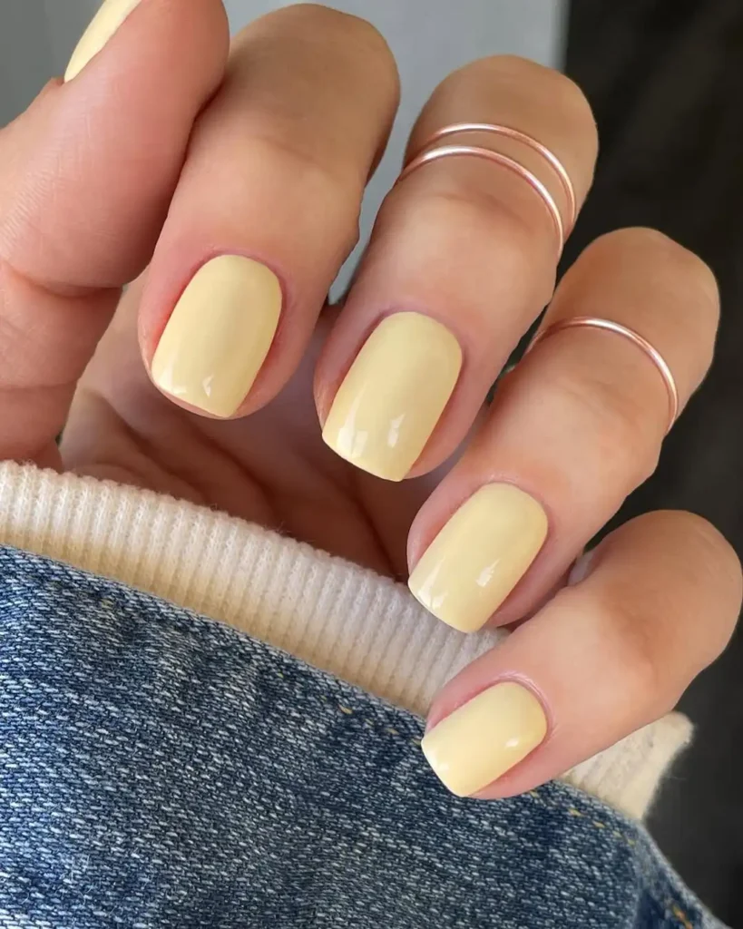 Butter yellow soft bright nails summer