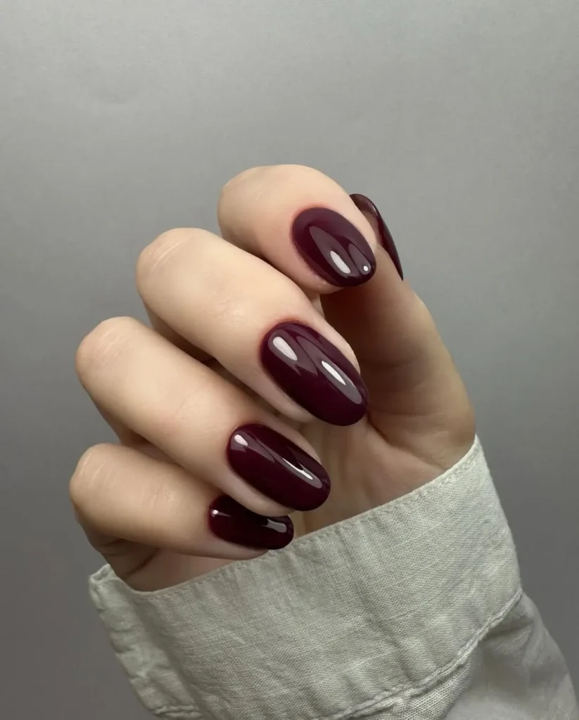 Deep Burgundy Jewel Tone Nails