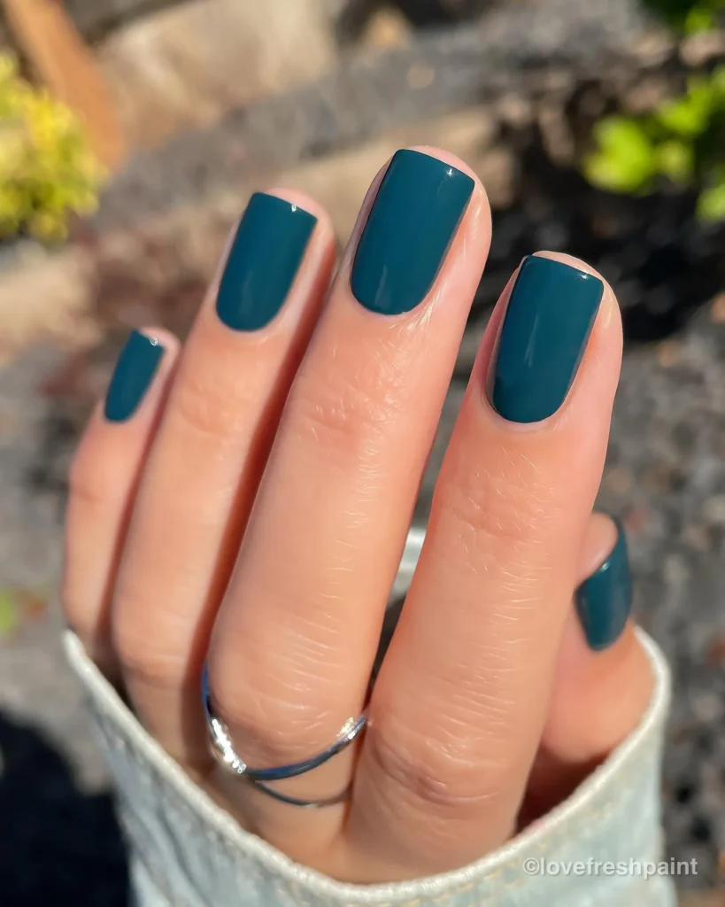Deep Teal Glossy Short Nails — The Unexpected Neutral