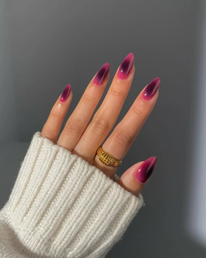Jelly Glass Aura Jewel Tone Nails in Berry Plum