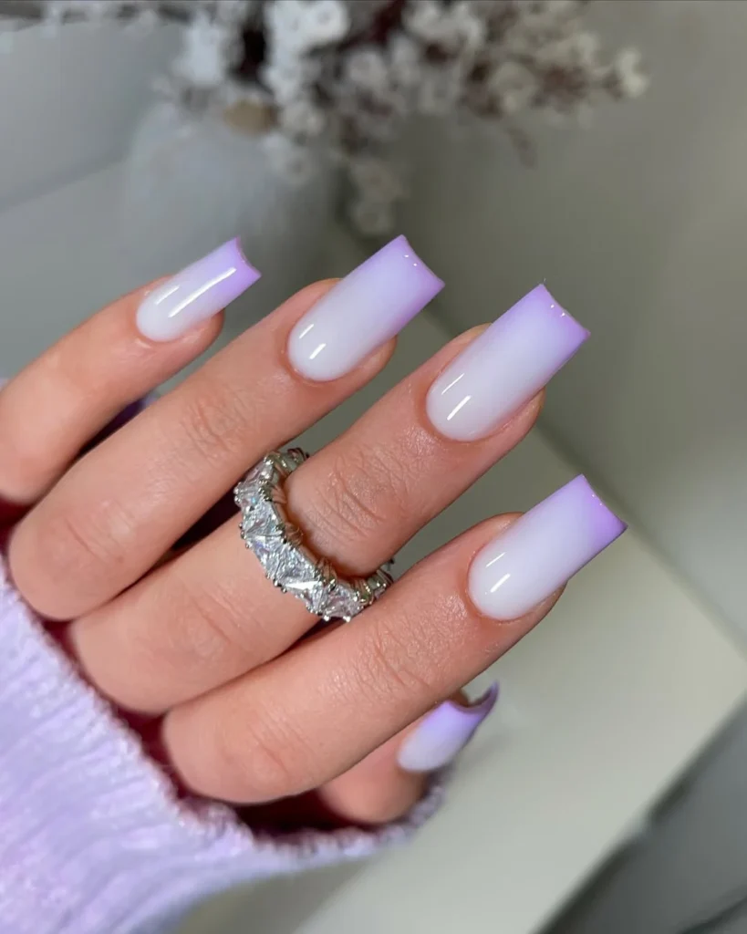 Lavender ombre square nails