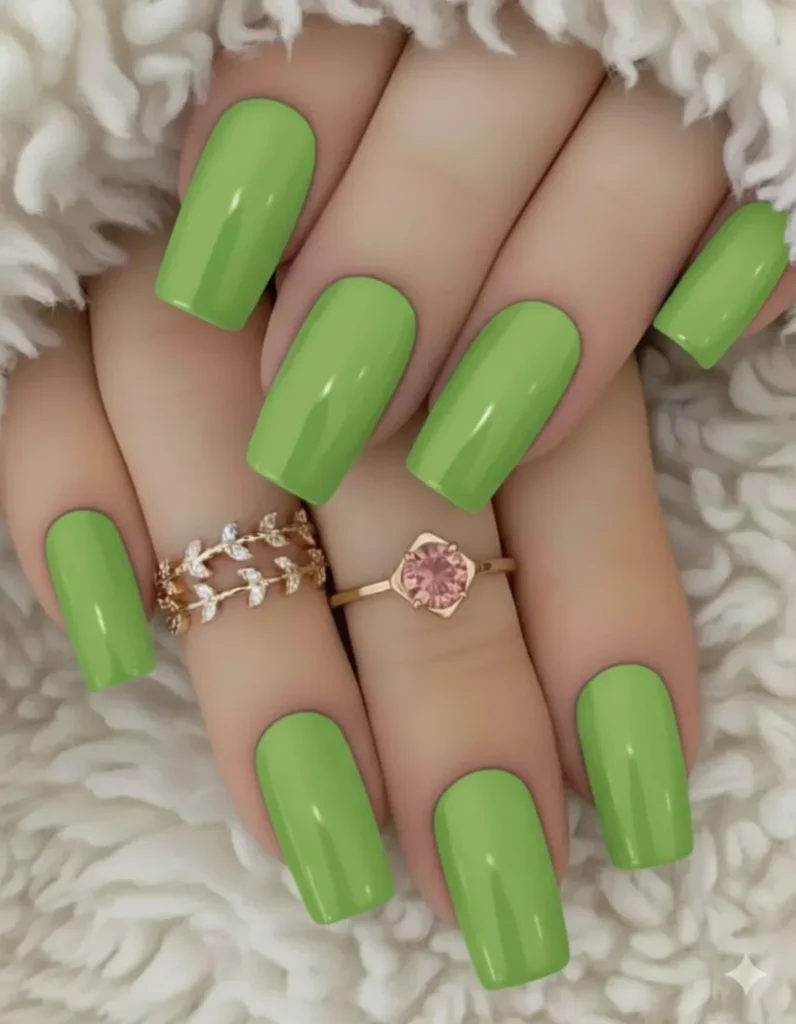 1:07 AM Lime Green Glossy Coffin — Bold Color That Commits