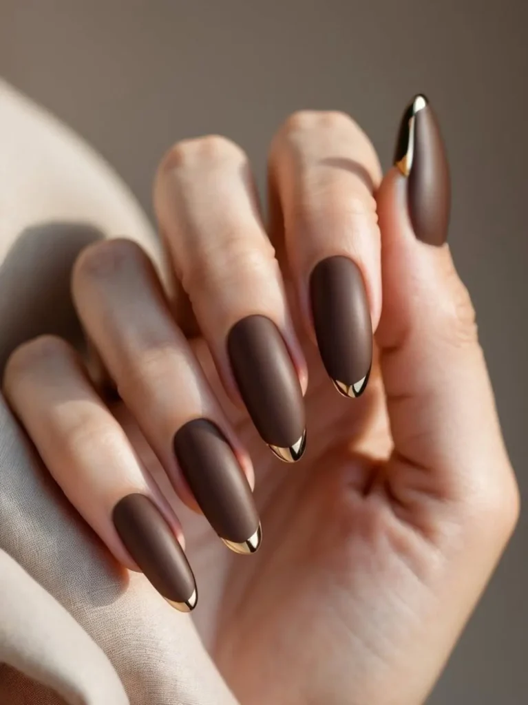 Matte Chocolate Brown Nails