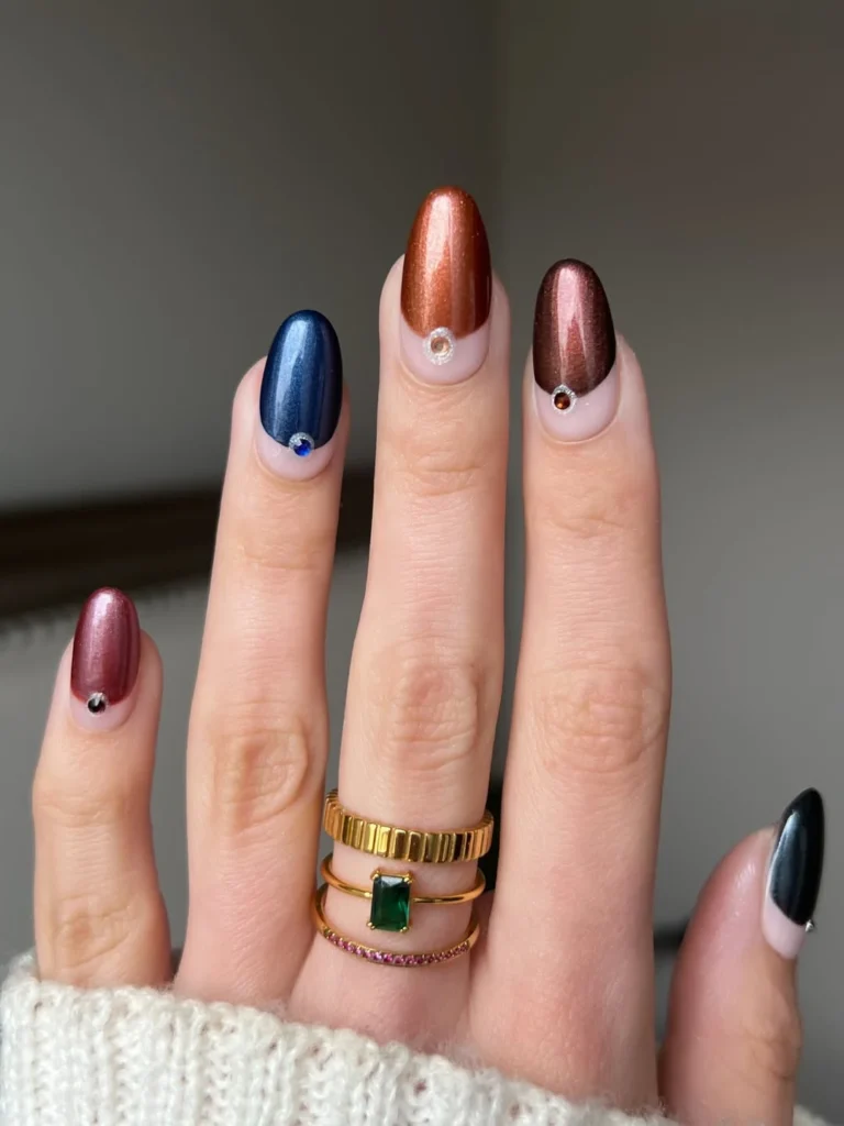 Mixed Metallic Jewel Tone Nails