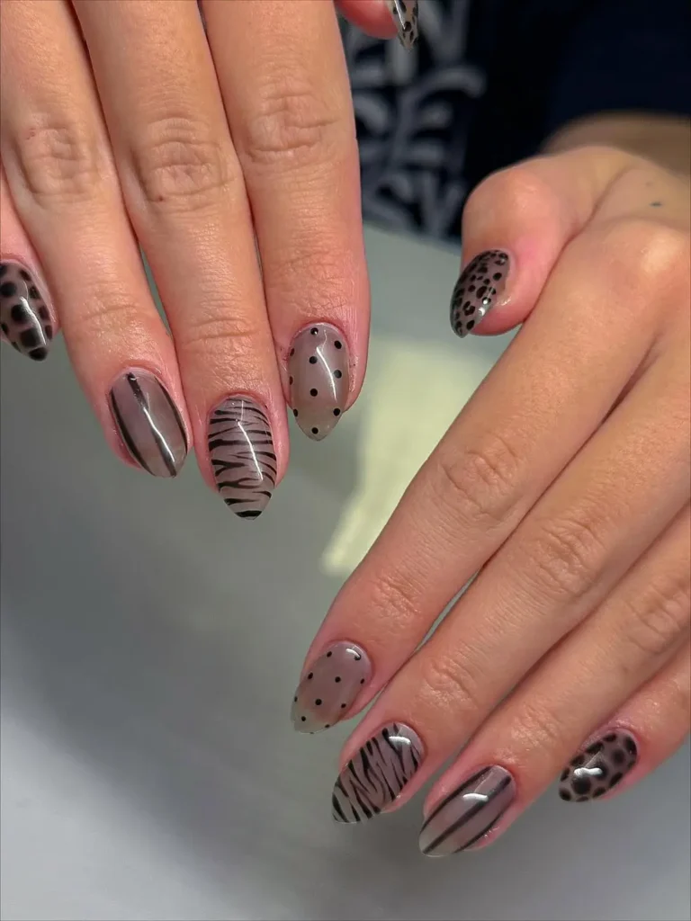 Mocha Mixed Animal Print Fall Nail Art Set
