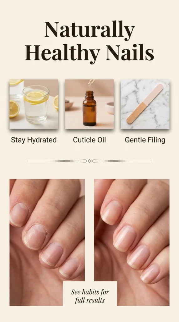 Naturally Healthy Nails Before After Hydration Cuticle Oil Gentle Filing Results