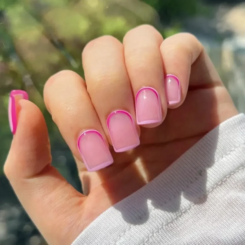 Neon Pink Sheer Nails