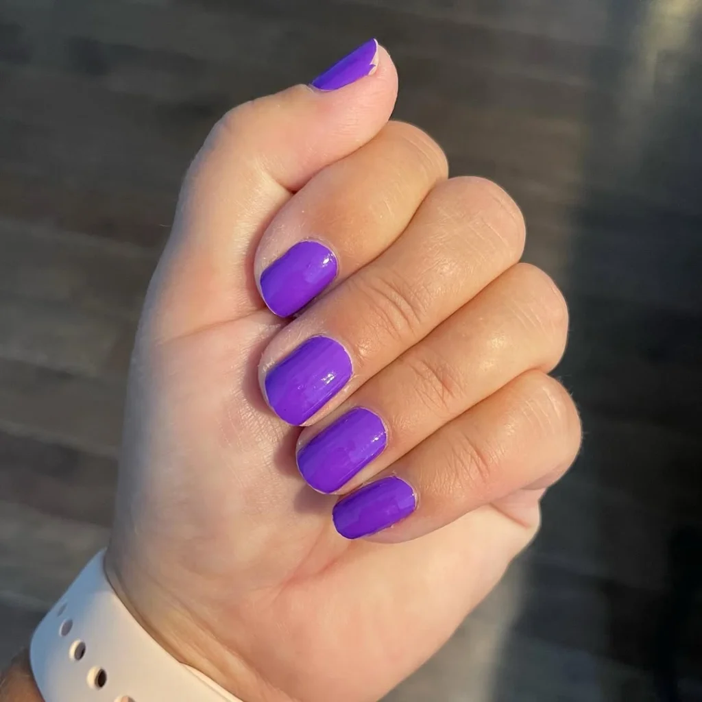 Neon Purple Glossy Nails