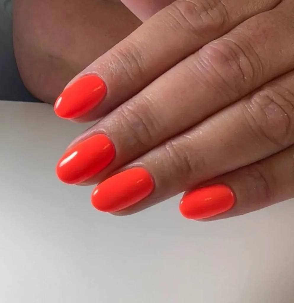 Neon coral orange summer nails