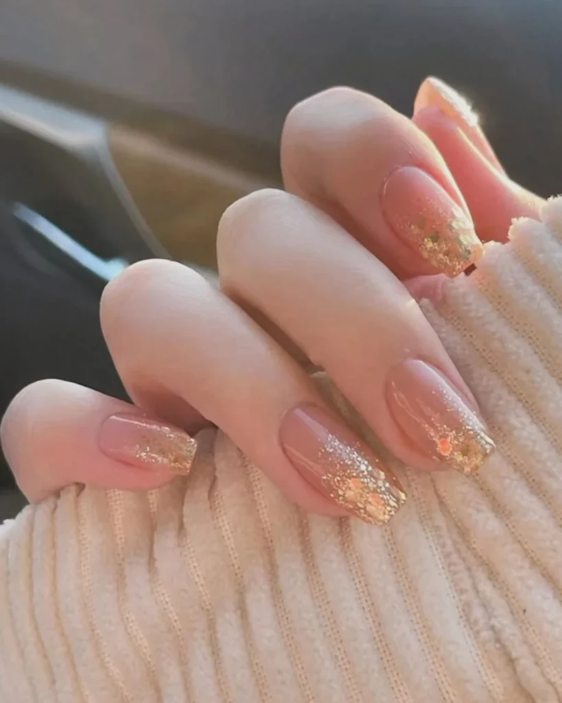 Nude Gold Foil Tip Coffin