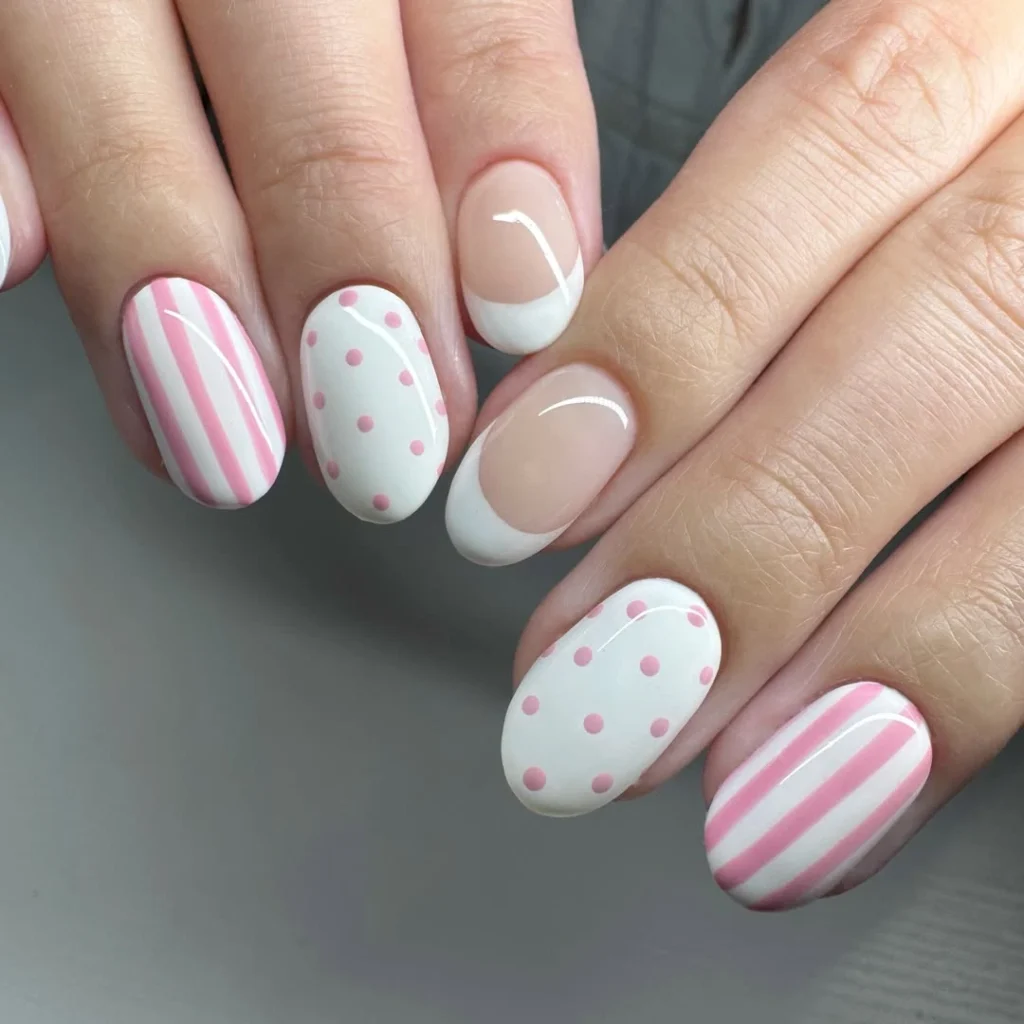 Pink and white French Nails