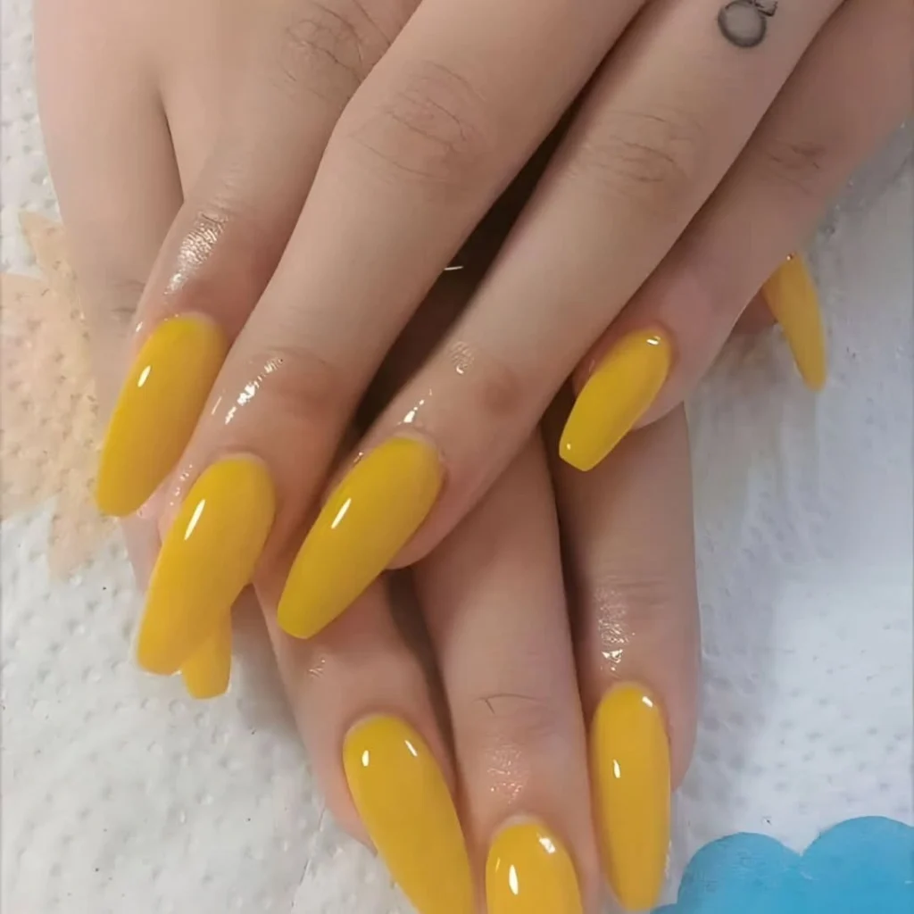Sunny yellow bright nails summer