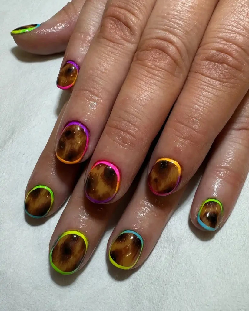 Tortoiseshell Neon Nails