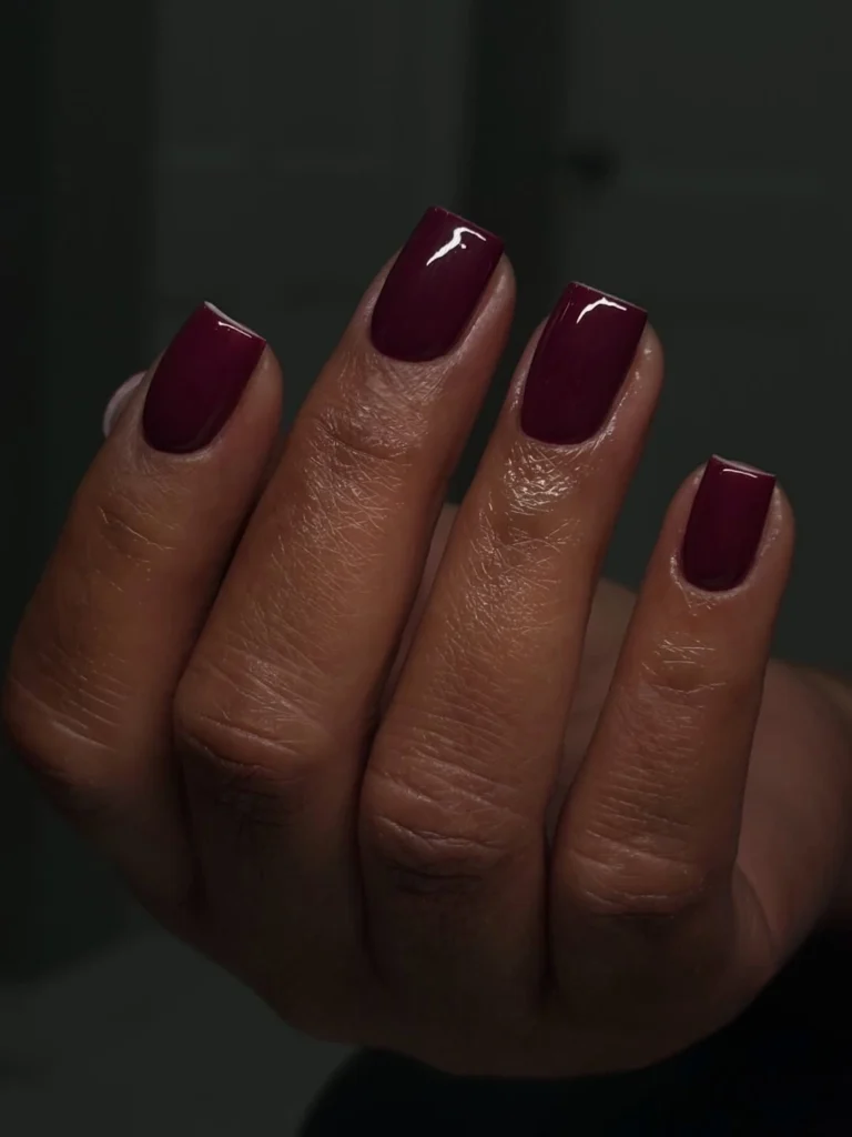 Wine Burgundy Square Nail Color