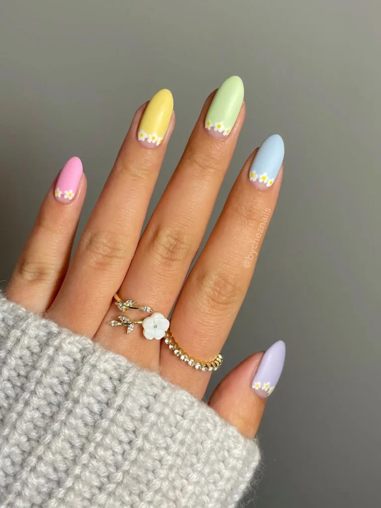  Multicolor Pastel Rainbow Nails