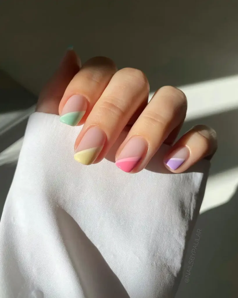  Rainbow Diagonal Corner Nails