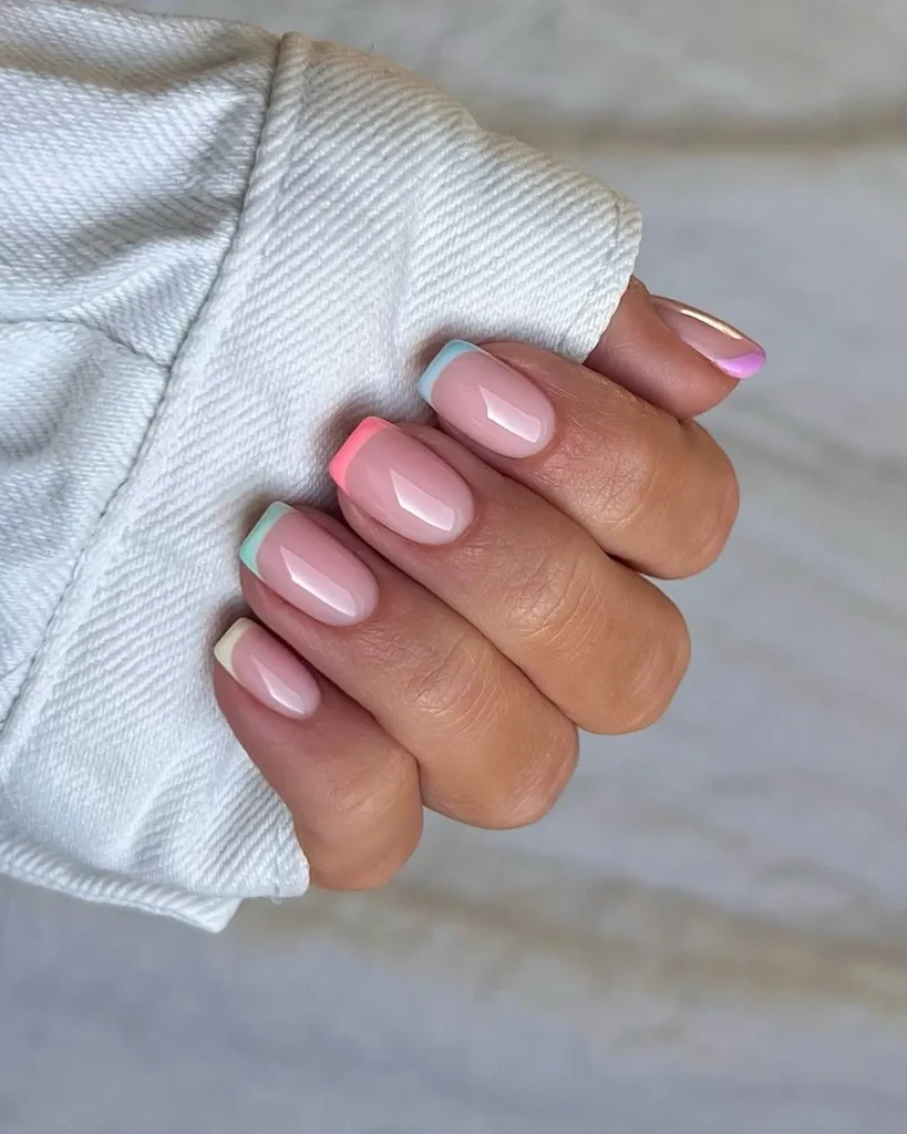 Rainbow French Nails