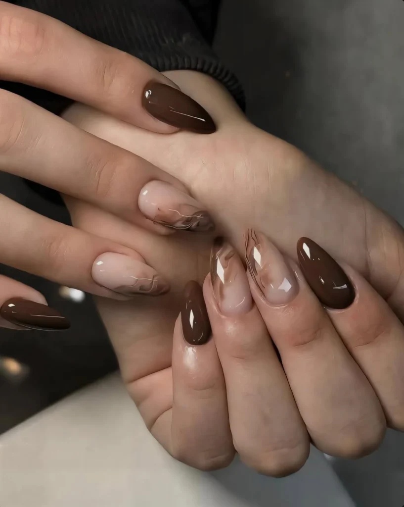 Chocolate Marble Mixed Mani