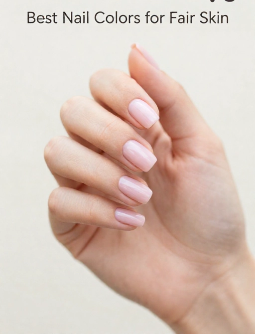 soft pink nail polish on fair skin hand