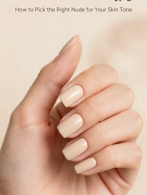 caramel nude nail polish matched to warm skin tone