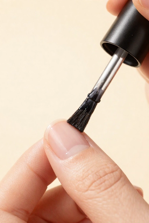 applying glossy top coat to smooth out streaky nail polish